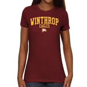 Winthrop Eagles Ladies Team Arch Slim Fit T Shirt   Garnet  