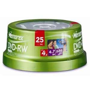  New   DVD RW 4.7GB 25 Pack Spindle by Memorex   5562 