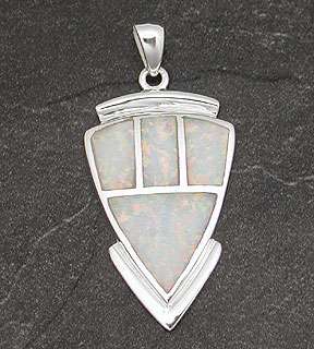 NEW Sterling Silver White Opal Inlay Pendant Inlaid !!!  
