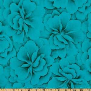  44 Wide Kashmir Large Floral Aqua Fabric By The Yard 