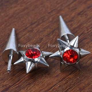 Red Stainless Steel Star Mens Spike Earring Ear Stud  