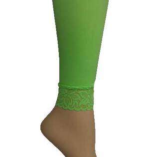Angelina NEON GREEN LACE BOTTOM FOOTLESS LEGGINGS TIGHTS 