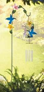 Outdoor Yard Stake Wind Chime Garden Hanging Candle Lantern Light Pole 