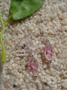 Breast Cancer Pink Swirl Deco Glass Earrings designs in Sterling 