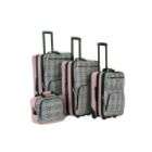 Rockland Fox Luggage 4PC PINK PLAID LUGGAGE SET