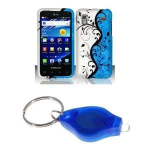  on Blue and Silver Design Rubberized Shield Hard Case Cover + ATOM 