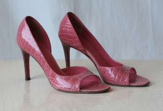 JUDITH LEIBER Pink Croc Open Toe Sandal Pump Heel 9 39  
