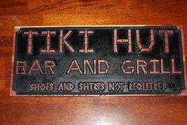 Tiki Hut Bar & Grill sign cedar wood carved engraved  