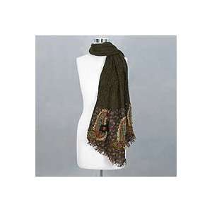  NOVICA Wool scarf, Paisley Muse