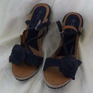  Fashion Ladies Casual Wedge Sandal Shoes All Size Navy 