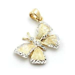  PENDANT, BUTTERFLY, TWO TONE, 9K GOLD, NEW DE NO Jewelry