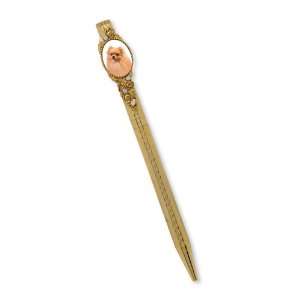  Gold tone Pomeranian with Crystal Refillable Ball point 
