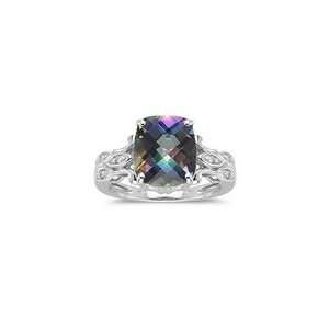  0.06 Cts Diamond & 4.37 Cts Mystic Green Topaz Ring in 14K 