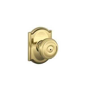 Schlage F40 605 Bright Brass Privacy Georgian Style Knob with Camelot 