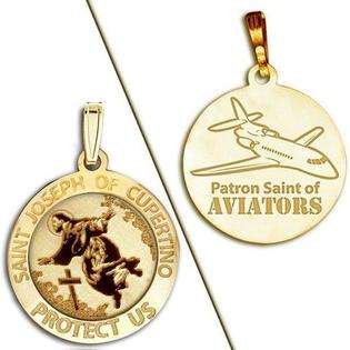 PicturesOnGold Saint Joseph of Cupertino Aviator Medal, Sterling 