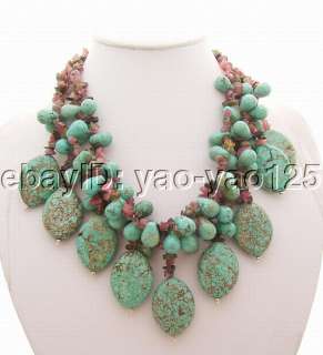 Charming  4Strds Natural Tourmaline&Turquoise Necklace