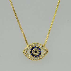  Silver & Cubic Zirconia Evil Eye Necklace: Jewelry