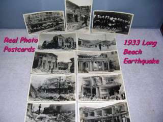 Eleven 1933 Pictorial Postcards, Long Beach Earthquake  