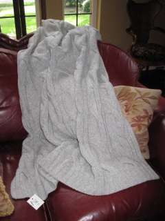 NWT~WILLIAMS SONOMA HOME~Wide Cable GRAY Throw RT $398  