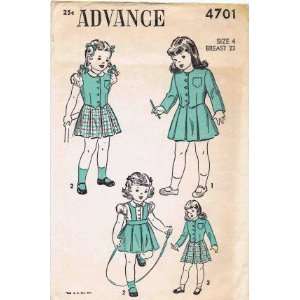  Advance 4701 Sewing Pattern Girls Jacket Vest Blouse 