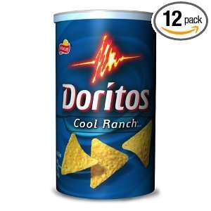 Doritos Tortilla Chips, Cool Ranch, 3.25 Ounce Canisters (Pack of 12 