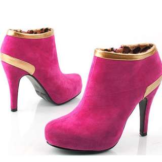   Suede High Heels Platform Ankle Boots Shoes Black Pink Gray 1jW  
