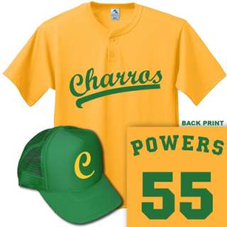 CHARROS 2 BUTTON BASEBALL JERSEY KENNY POWERS T SHIRT Y  