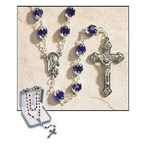 September (Sapphire) Double Capped Birthstone Rosary, 6 X 8 Mm Double 