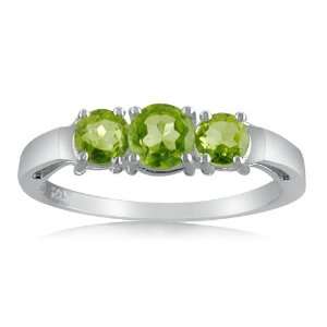  Peridot Three Stone Ring in Sterling Silver ( 1cttw Sizes 