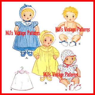 Cuddly Stuffed Baby Doll + Clothing Vintage Pattern  