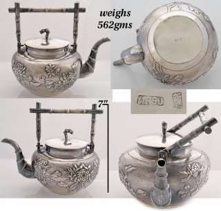 Wang HIng antique Chinese export solid silver tea set & tray signed WH 