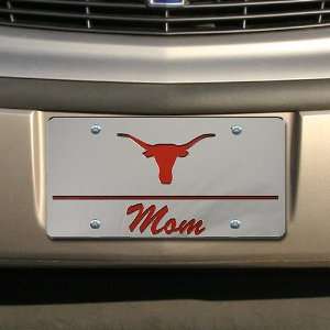  Texas Longhorns Silver Mirrored Mom Car License Plate 