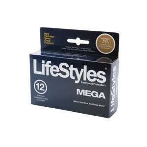   Mega Size Lubricated Latex Condoms, 12 Each
