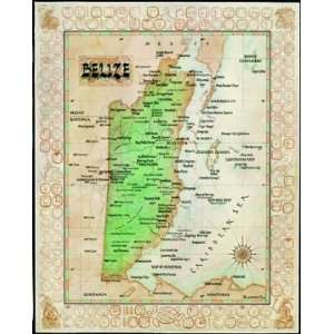    Belize Decorative Modern Day Antique Wall Map