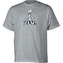 Reebok Super Bowl XLVI Mens Official Logo Grey T Shirt   
