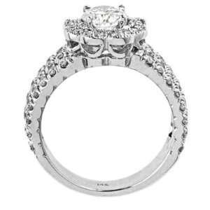 Pave Set Round Diamond Anniversary Engagement Ring Millgrain Edged 