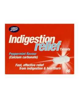 Boots Indigestion Relief Tablets Peppermint Flavour   96 Tablets 