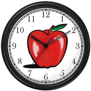WatchBuddy Red Apple 2 Wall Clock by WatchBuddy Timepieces (Black 