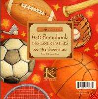 SPORTS BALL Pad 6X6 36 Sheets Scrapbook Kit K&Company  
