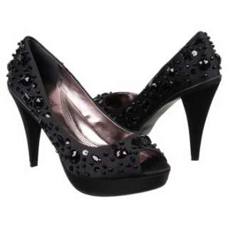 Womens KENNETH COLE REACTION Glitter Peep Black Satin Shoes 