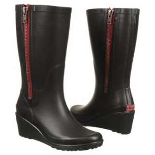 Womens Chooka Boot Side Zip High Wedge Black Shoes 