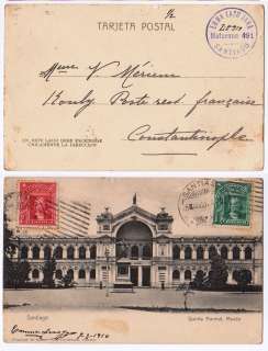 CHILE Postcard from Santiago to Turkey (1910) QUINTA NORMAL SANTIAGO 