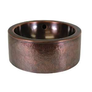 Hand Hammered Copper Round Vessel Sink with Apron