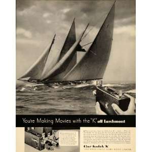  1934 Ad Cine Kodak K Movie Camera Sailing Sail Boat 