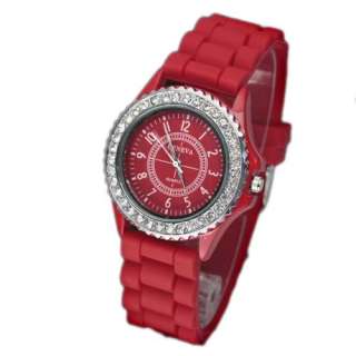 Colors Newest Unisex Sport Casual Jelly Crystal Silicone Wrist Watch 