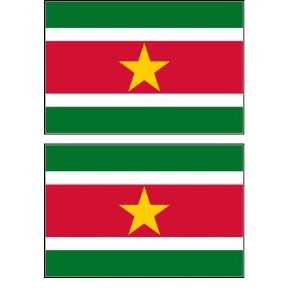  2 Suriname Surinamese Flag Stickers Decal Bumper Window 