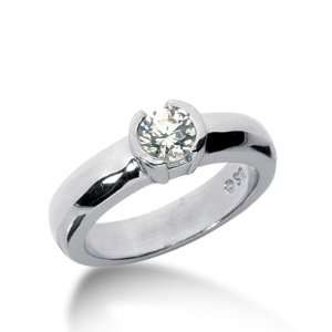   Engagement Ring Round Prong Solitaire 14k White Gold: DALES: Jewelry