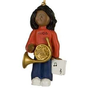   Ethnic French Horn Player   Female Christmas Ornament: Home & Kitchen
