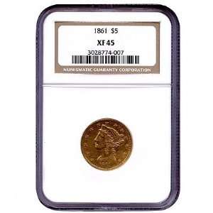  1861 Gold $5 Liberty Head XF45 NGC