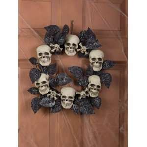    Morris Costumes Skull Wreath With Black Leafs